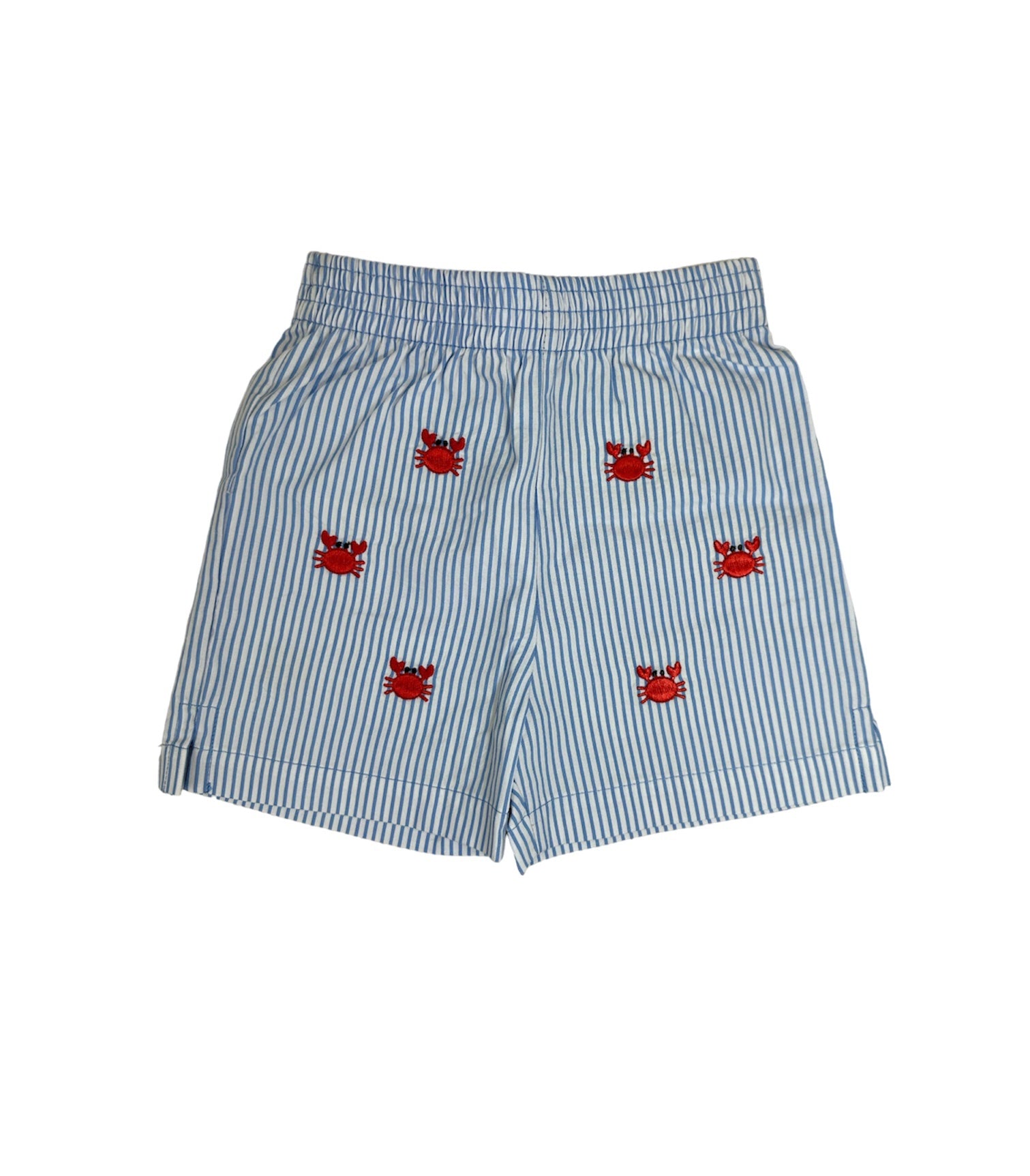 Children's Chambray/White Seersucker Crab Shorts | The Red Wagon