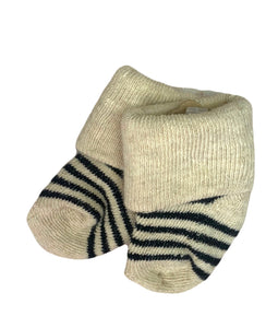 tan socks with black stripes