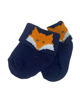 navy socks with orange fox