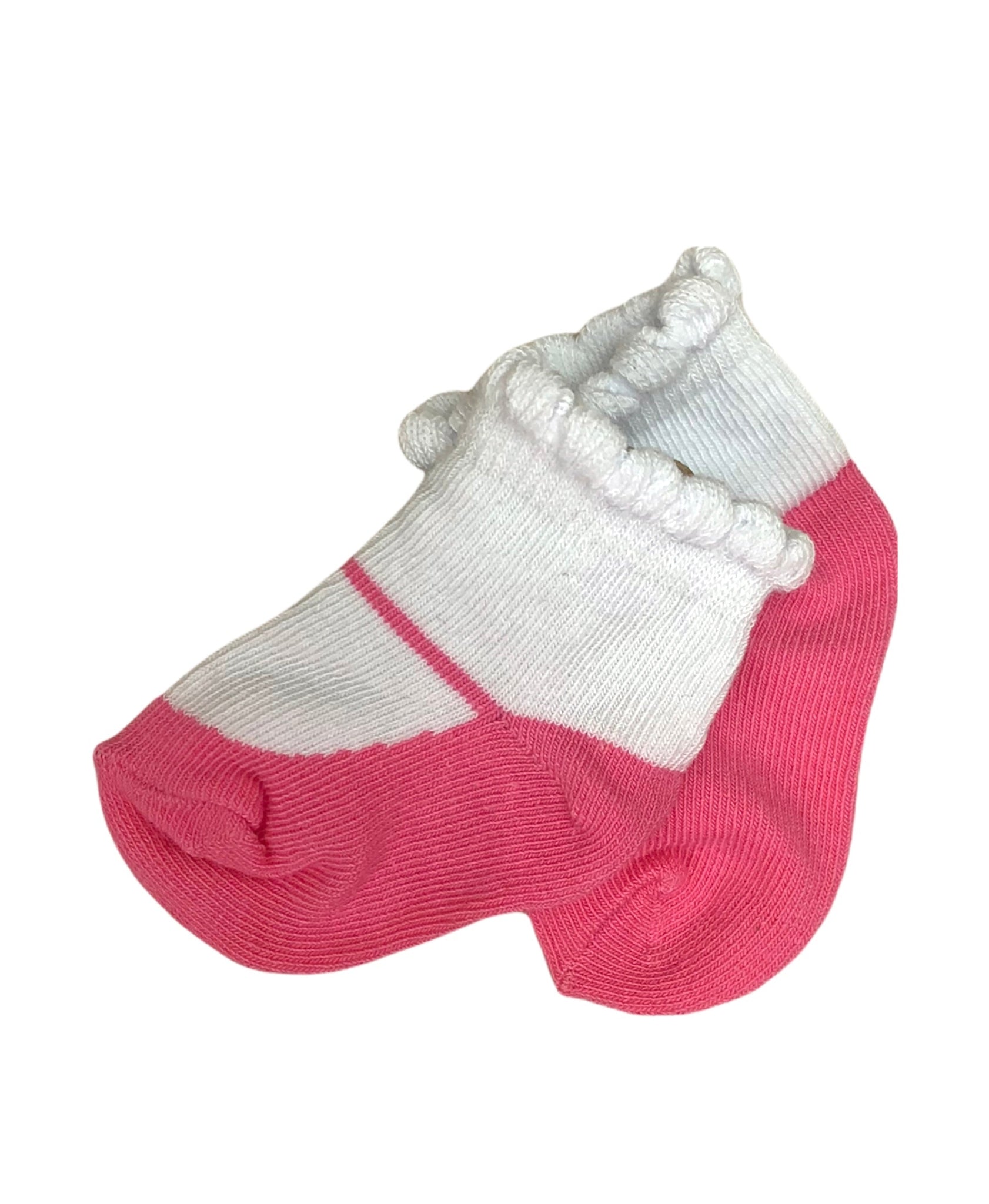 white socks with pink Mary Jane shoe design