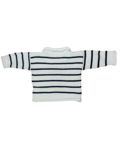 back of sweater white with navy stripes