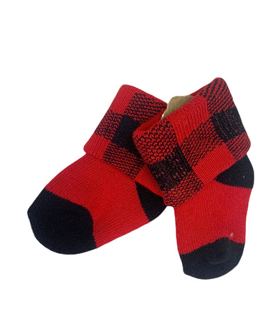 red and black buffalo check socks