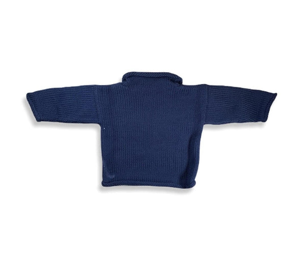 back of navy roll neck sweater no graphic