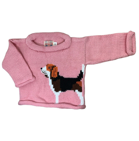 pink long sleeve sweater with beagle