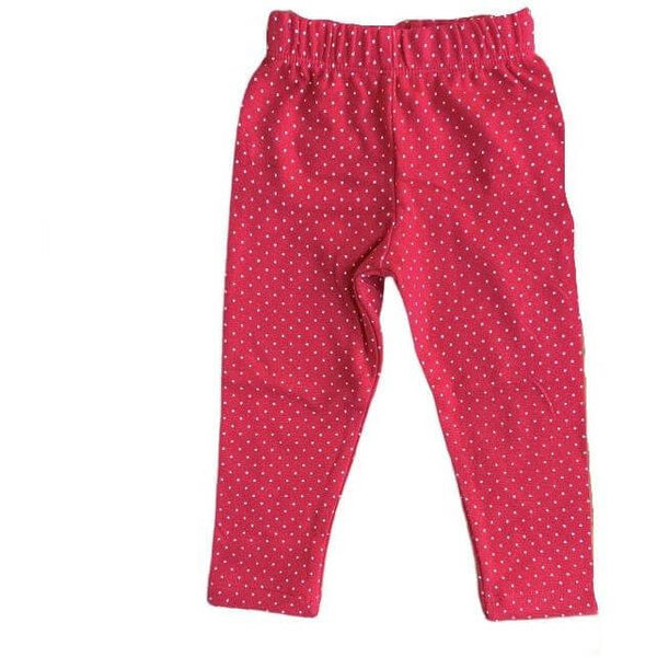 red leggings with white pin dots all over