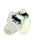 white socks with a black moose on each ankle