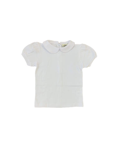 White Girls Peter Pan Top with collar and puffed sleeves