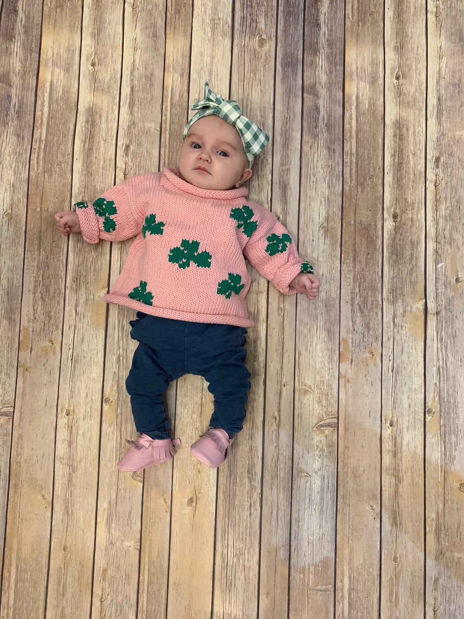 Pink Shamrock Roll Neck Sweater