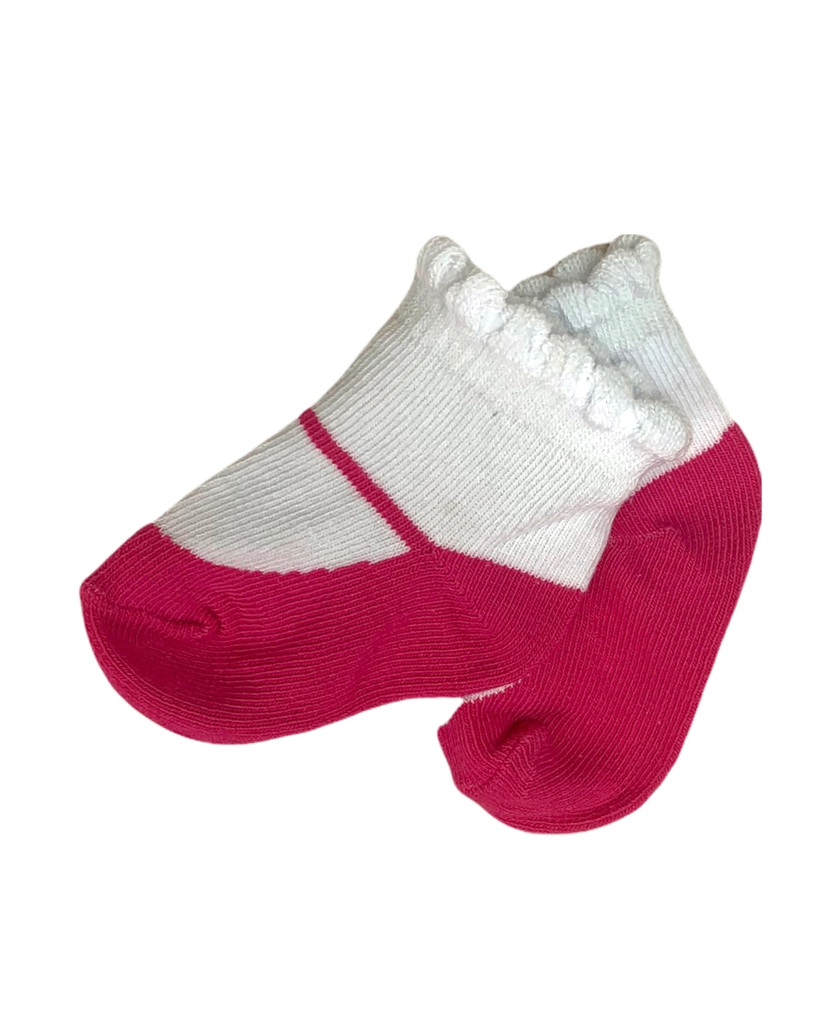 white socks with pink Mary Jane shoe design