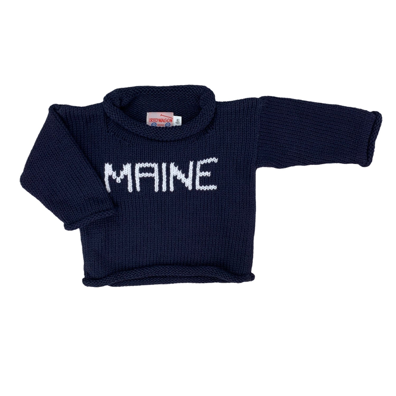 Navy Long sleeve sweater with Maine in white letters