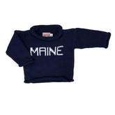 Navy Long sleeve sweater with Maine in white letters