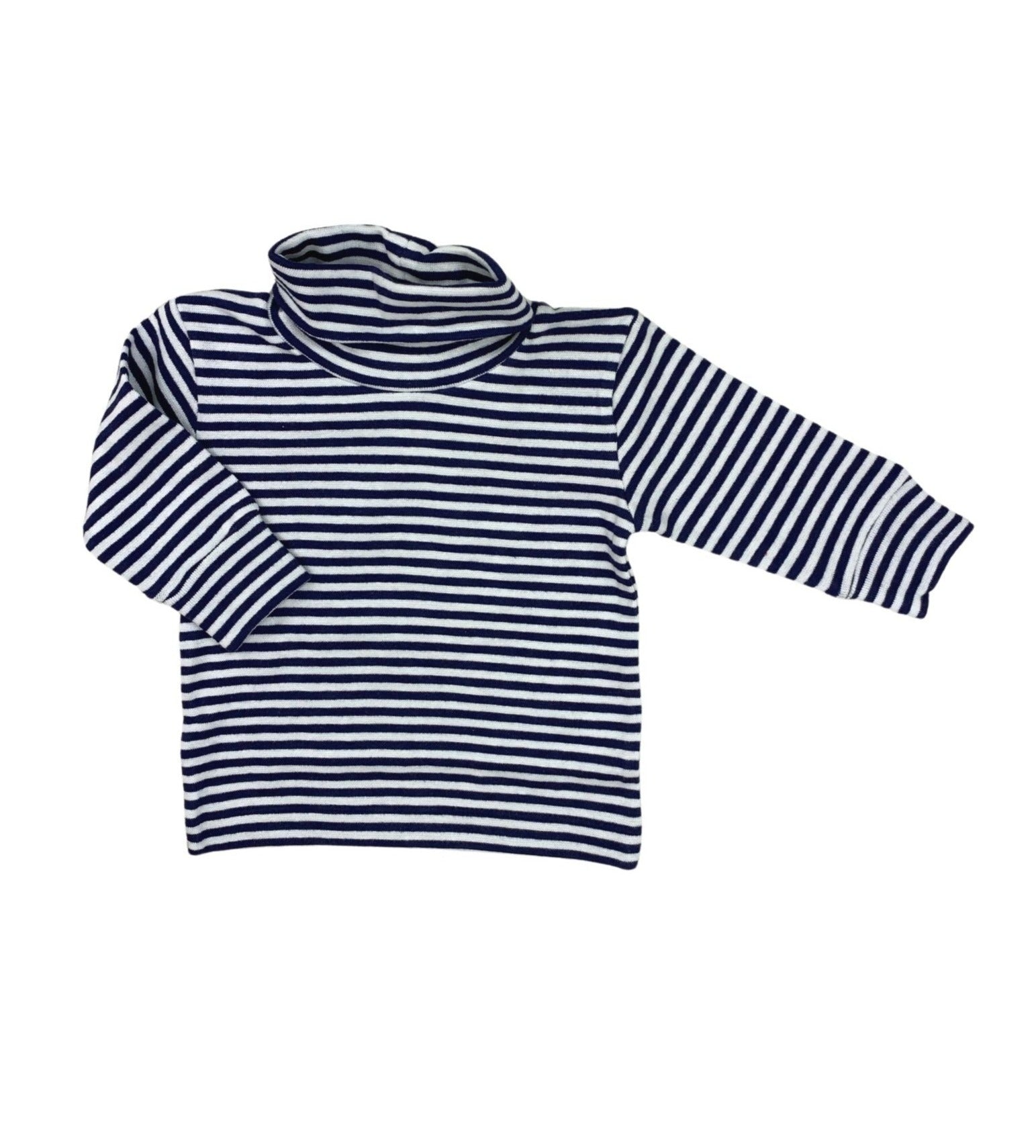 navy and white striped turtleneck shirt