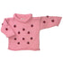long sleeve pink sweater with red ladybugs all over