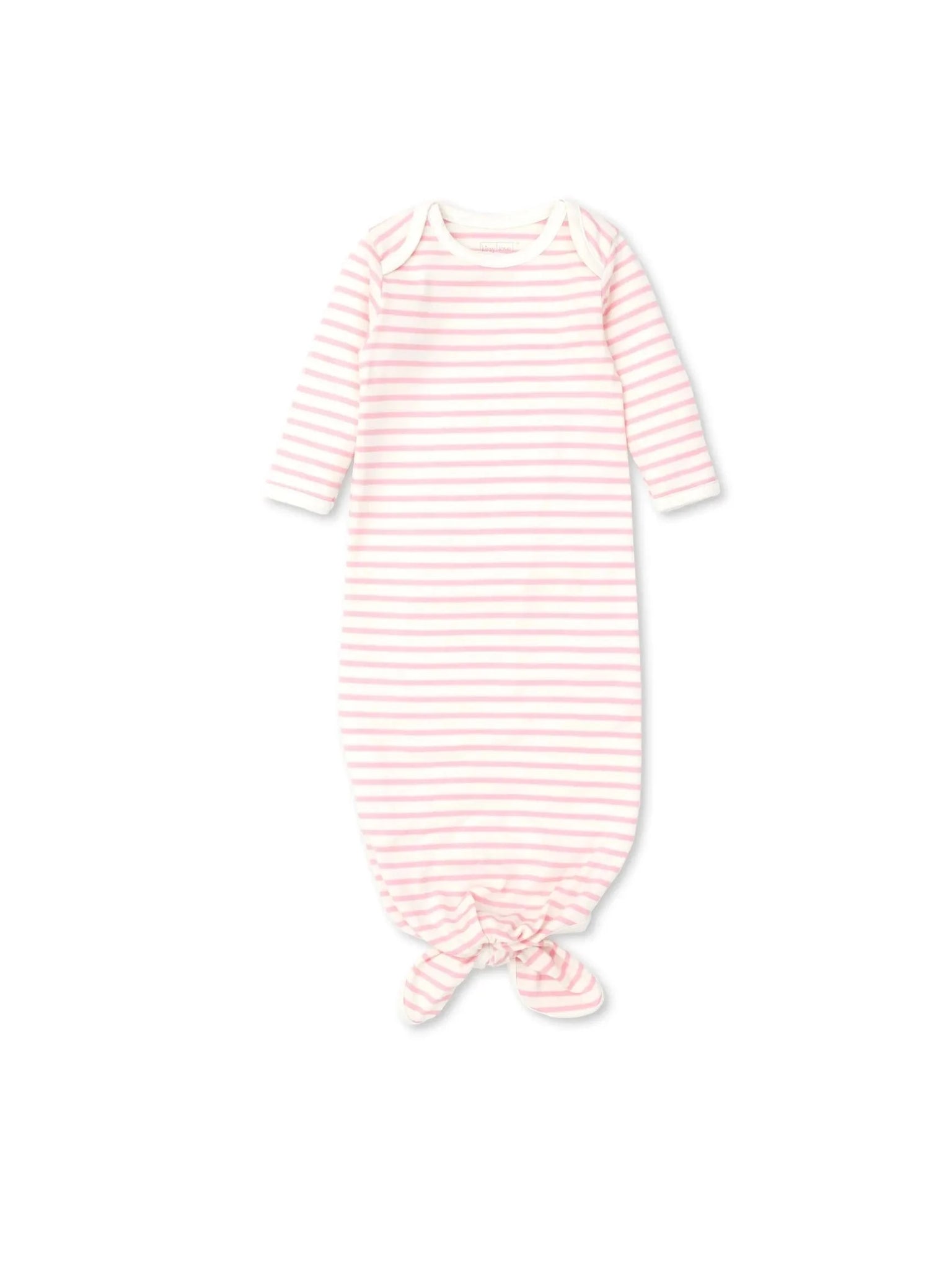 white and pink striped long sleeve knotted sleep sack