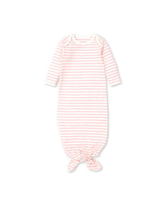 white and pink striped long sleeve knotted sleep sack