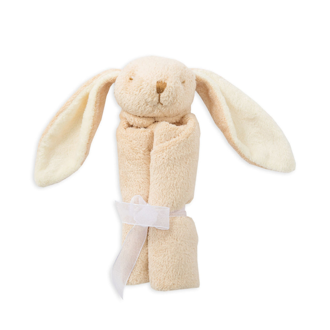 rolled up tan bunny lovie