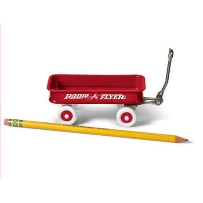 wagon shown behind a pencil for size reference
